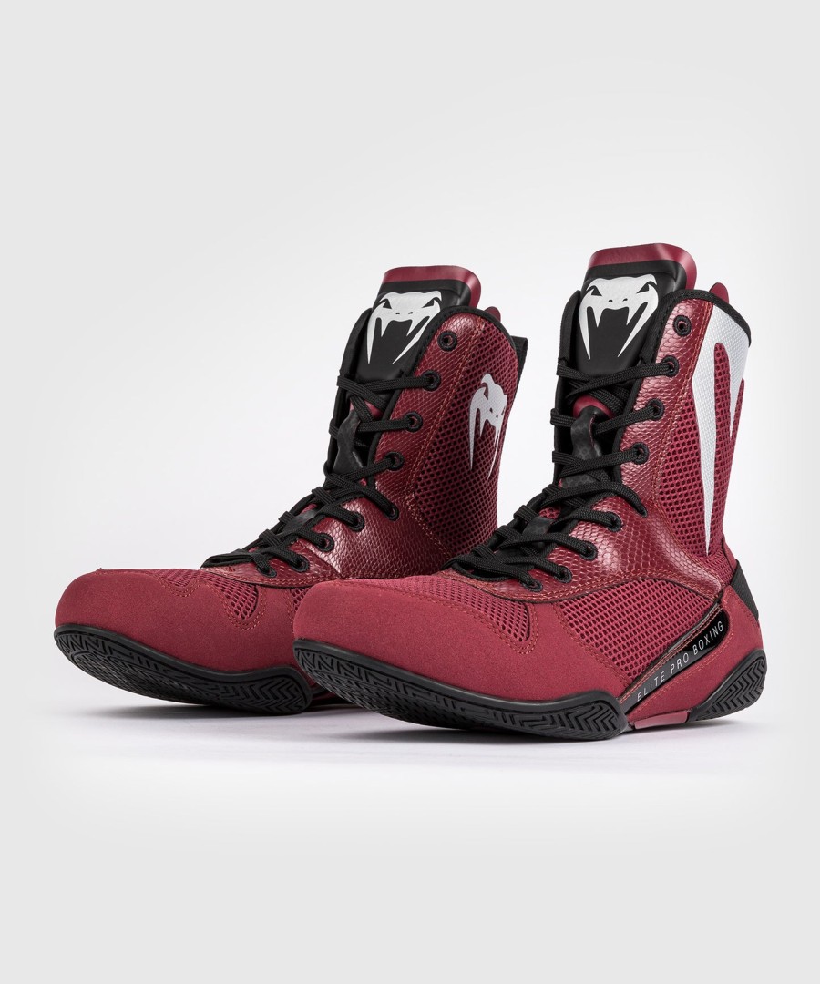 venum elite ボクシングシューズ - バーガンディ シルバー