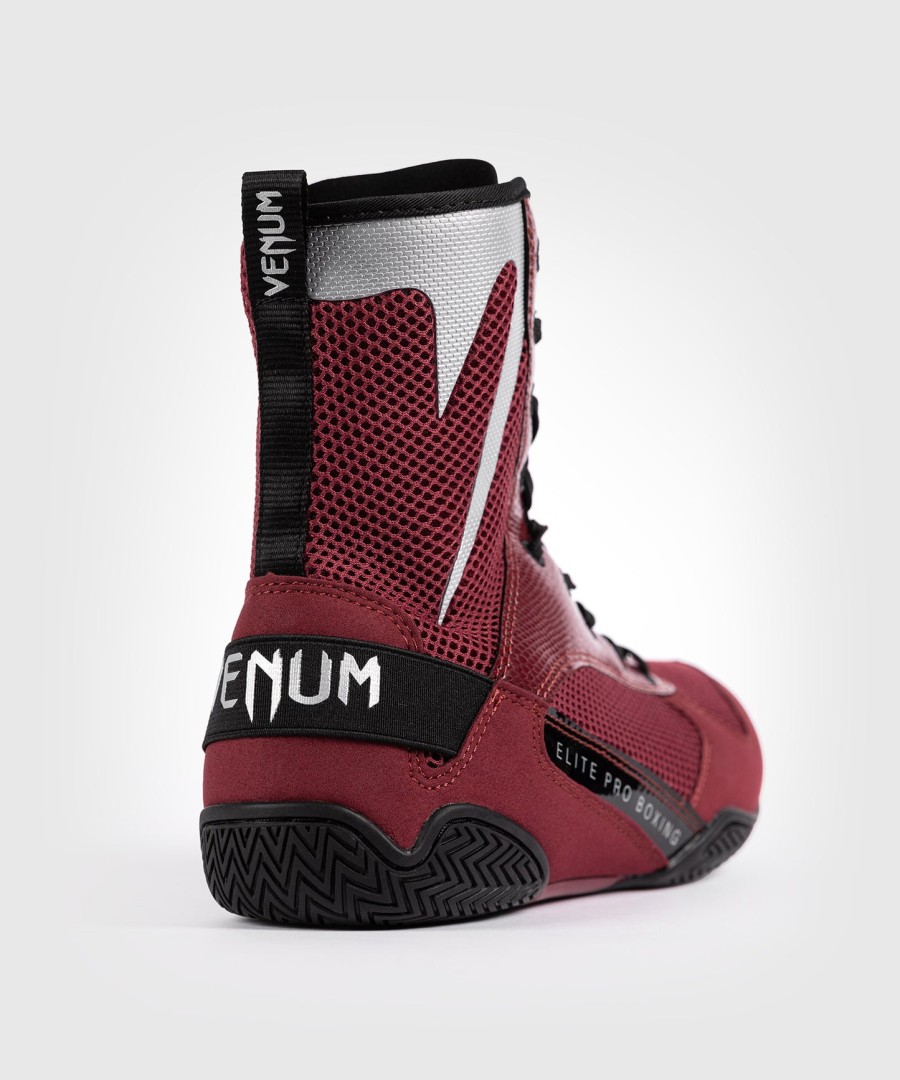 venum elite ボクシングシューズ - バーガンディ シルバー