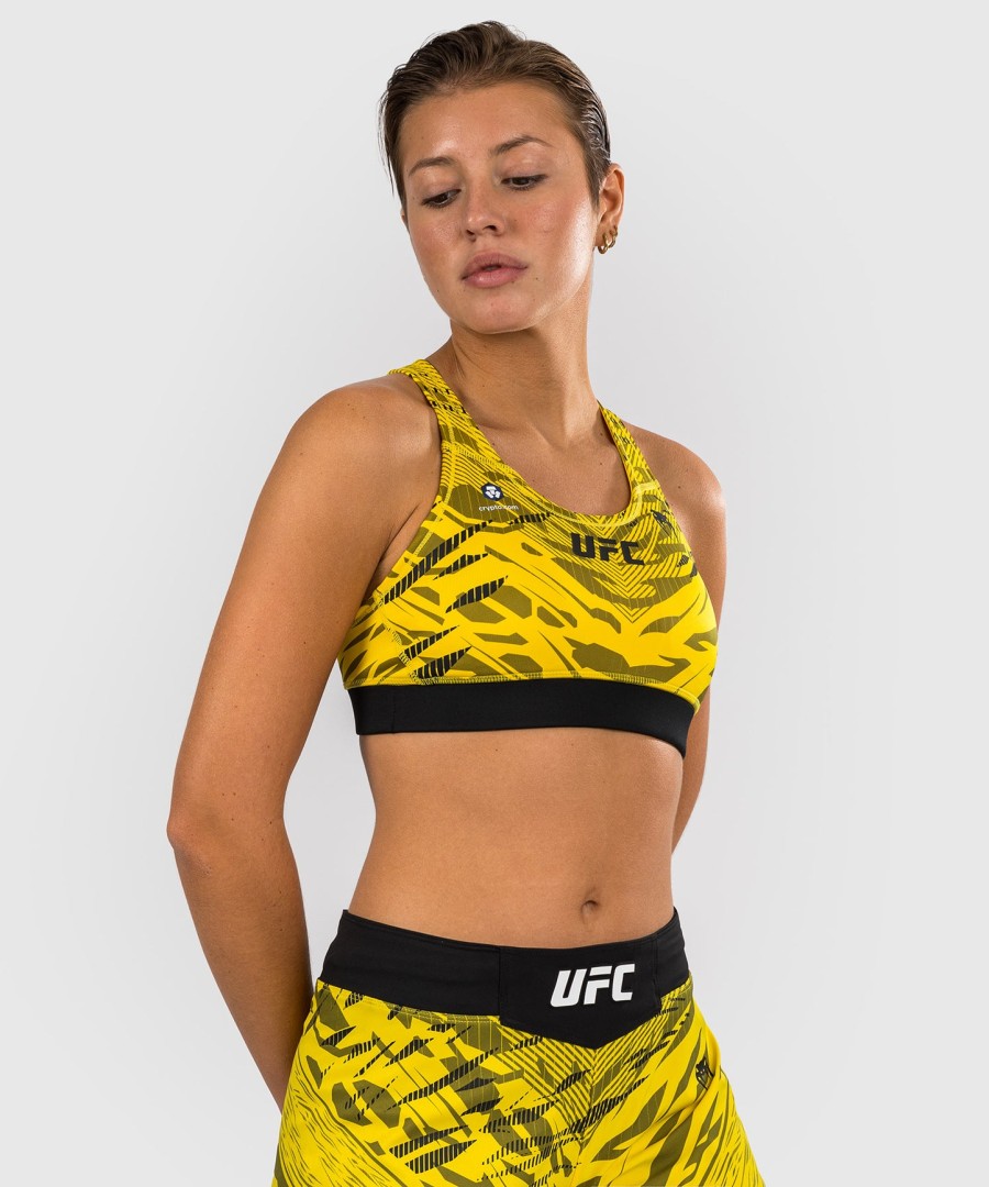 ufc fusion by venum オーセンティック ファイトナイト レディース スポーツブラ - イエロー