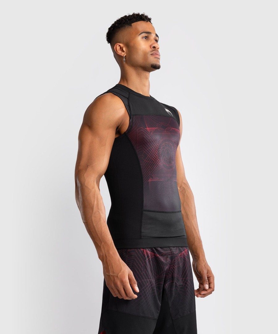 venum g-fit air メンズ ノースリーブ ラッシュガード - ディープブラックファイアレッド
