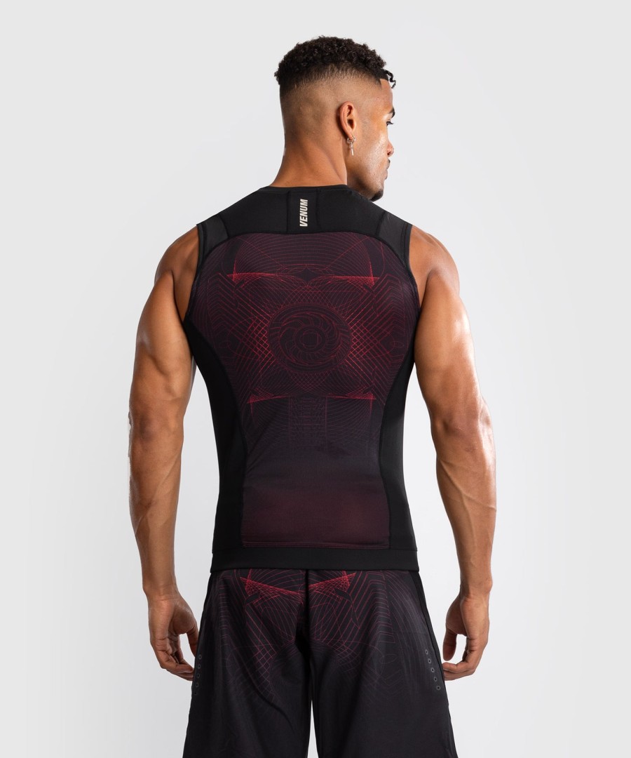 venum g-fit air メンズ ノースリーブ ラッシュガード - ディープブラックファイアレッド