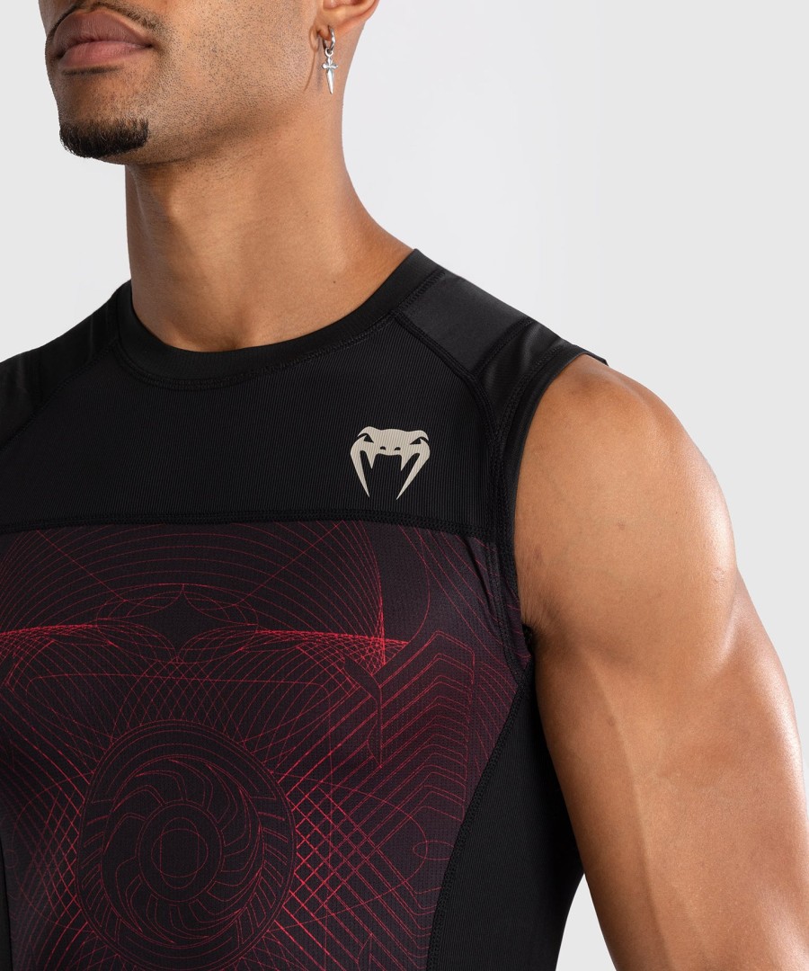 venum g-fit air メンズ ノースリーブ ラッシュガード - ディープブラックファイアレッド