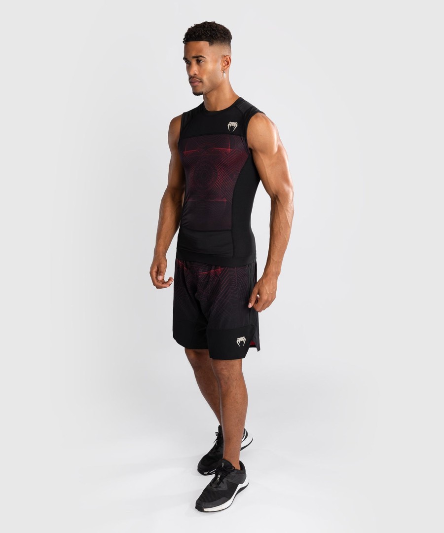 venum g-fit air メンズ ノースリーブ ラッシュガード - ディープブラックファイアレッド
