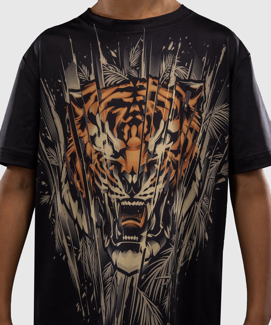 venum tiger キッズ ドライテック tシャツ - ブラックネオンオレンジ