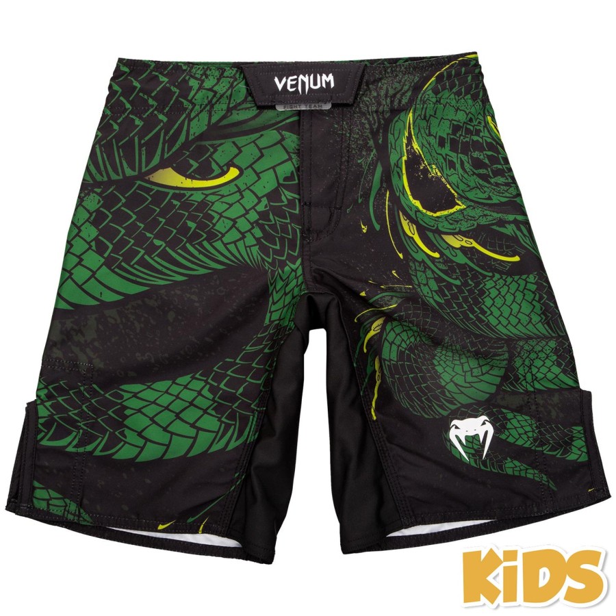 venum green viper キッズ ファイトショーツ - ブラックグリーン