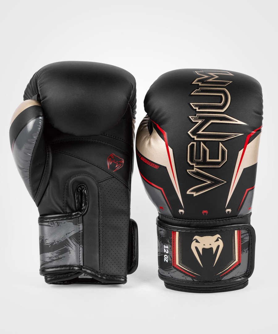 venum elite evo ボクシンググローブ - ブラックゴールドレッド