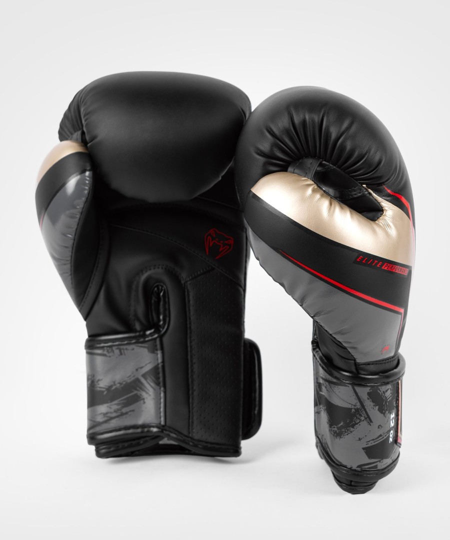 venum elite evo ボクシンググローブ - ブラックゴールドレッド