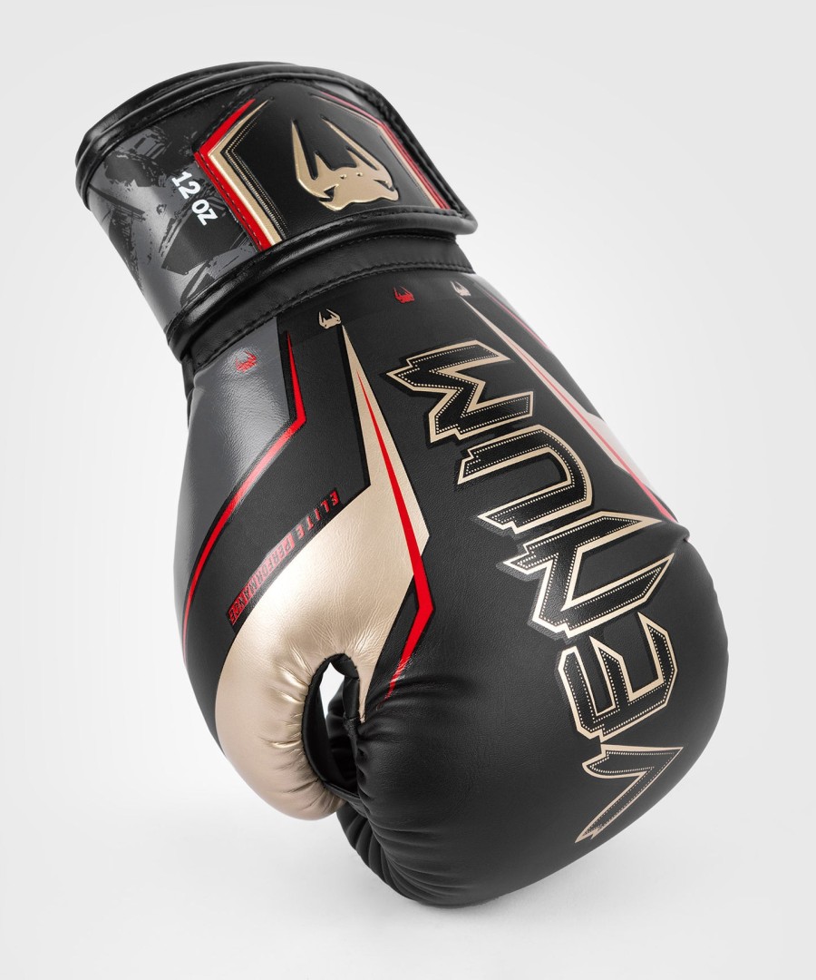 venum elite evo ボクシンググローブ - ブラックゴールドレッド