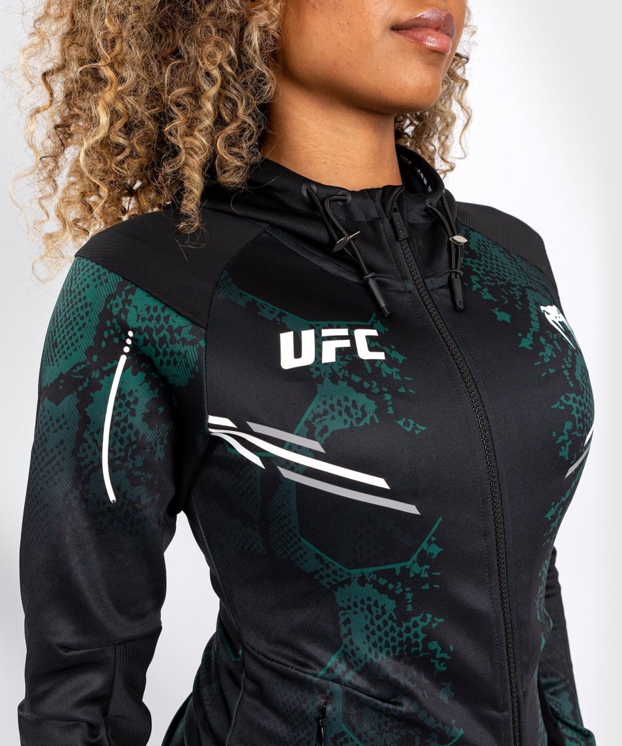ufc adrenaline by venum オーセンティック ファイトナイト ウィメンズ ウォークアウト パーカー - エメラルド エディション - グリーンブラック