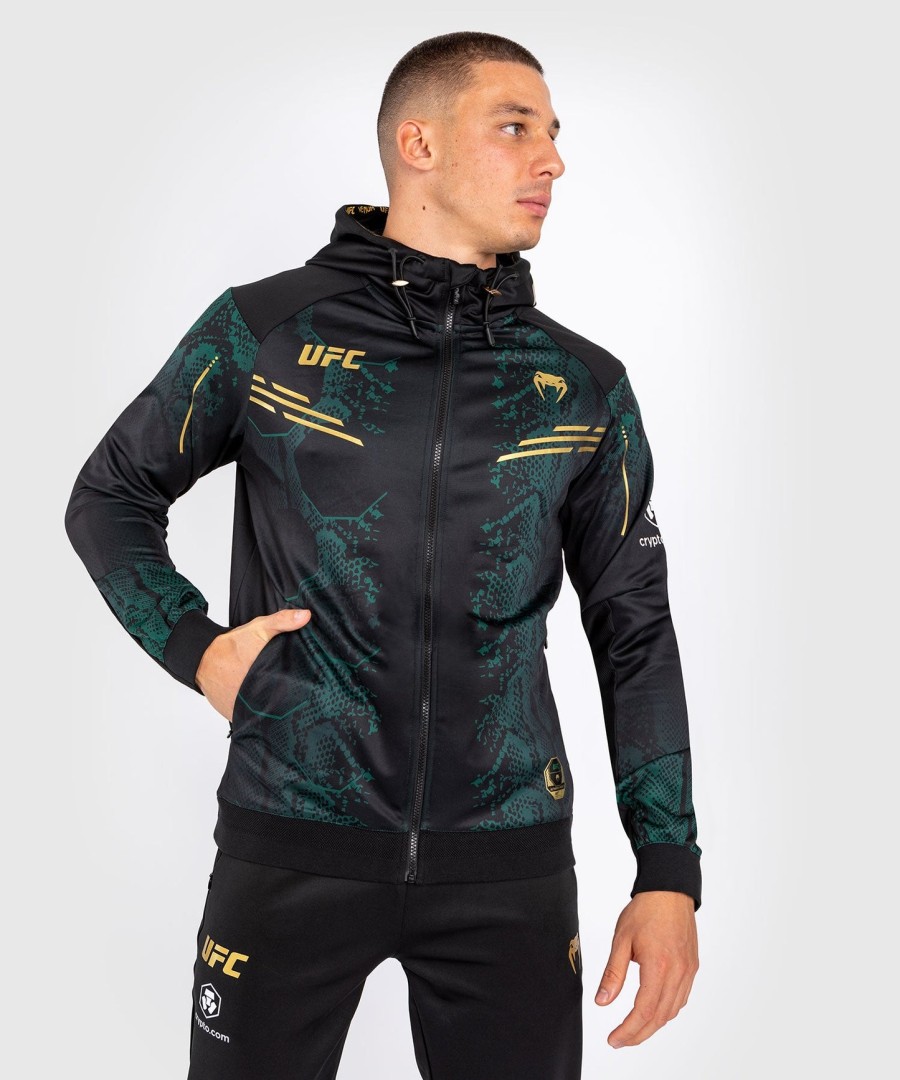 ufc adrenaline by venum authentic fight night メンズ ウォークアウト パーカー - エメラルド エディション - グリーンブラックゴールド