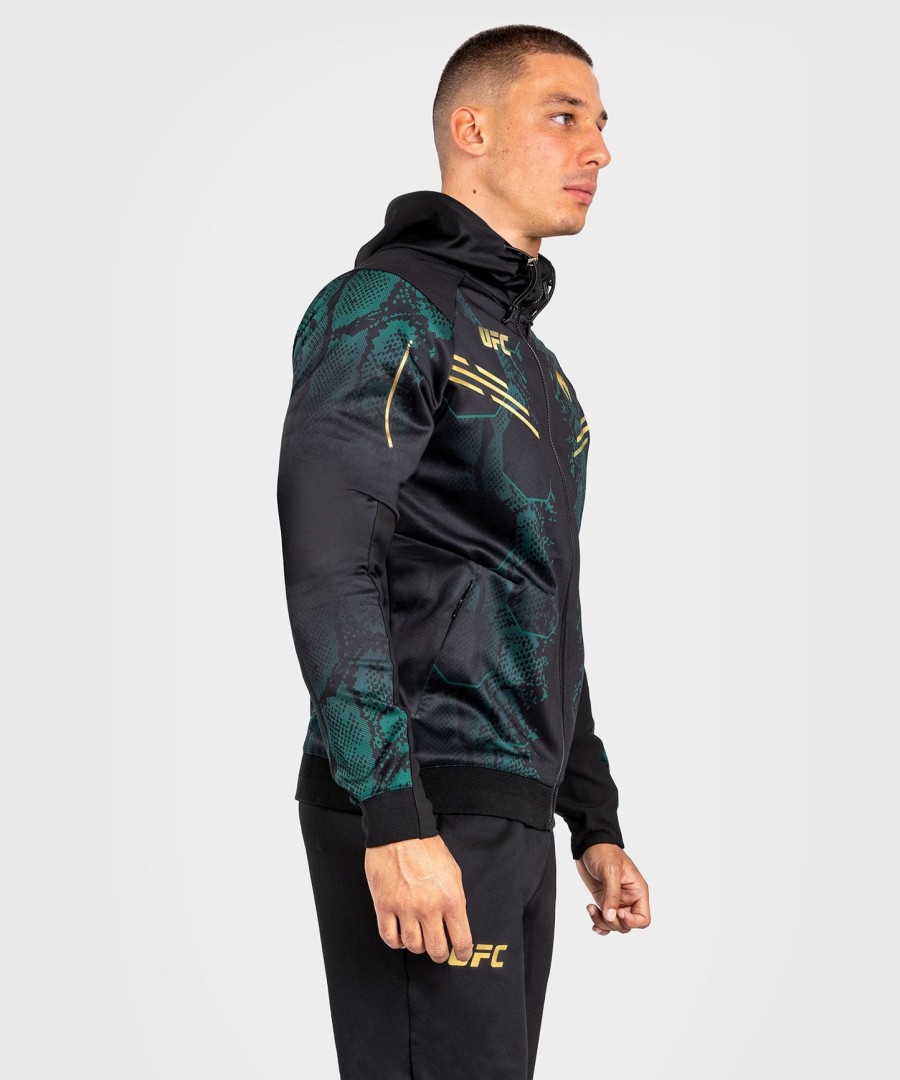 ufc adrenaline by venum authentic fight night メンズ ウォークアウト パーカー - エメラルド エディション - グリーンブラックゴールド