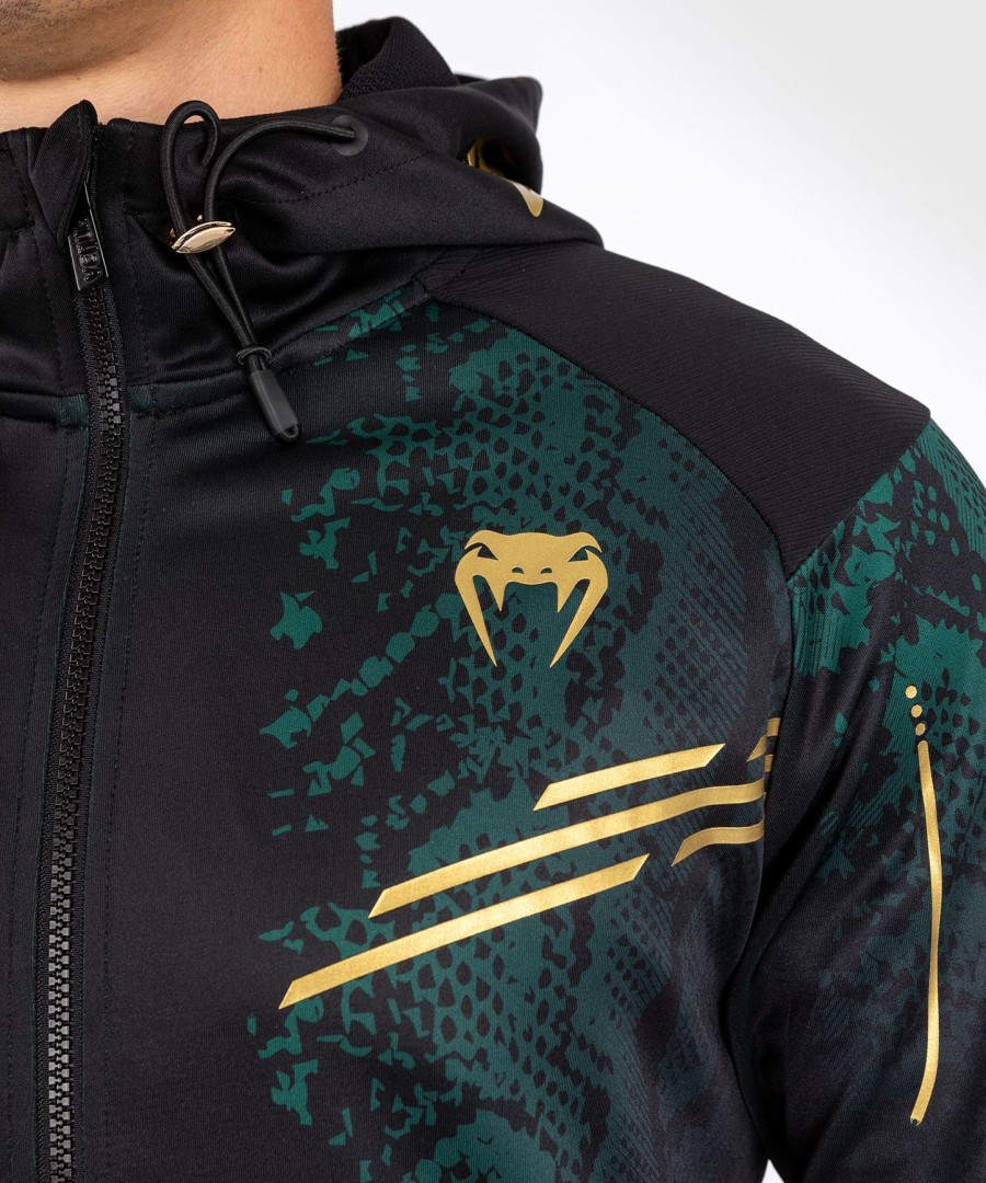 ufc adrenaline by venum authentic fight night メンズ ウォークアウト パーカー - エメラルド エディション - グリーンブラックゴールド