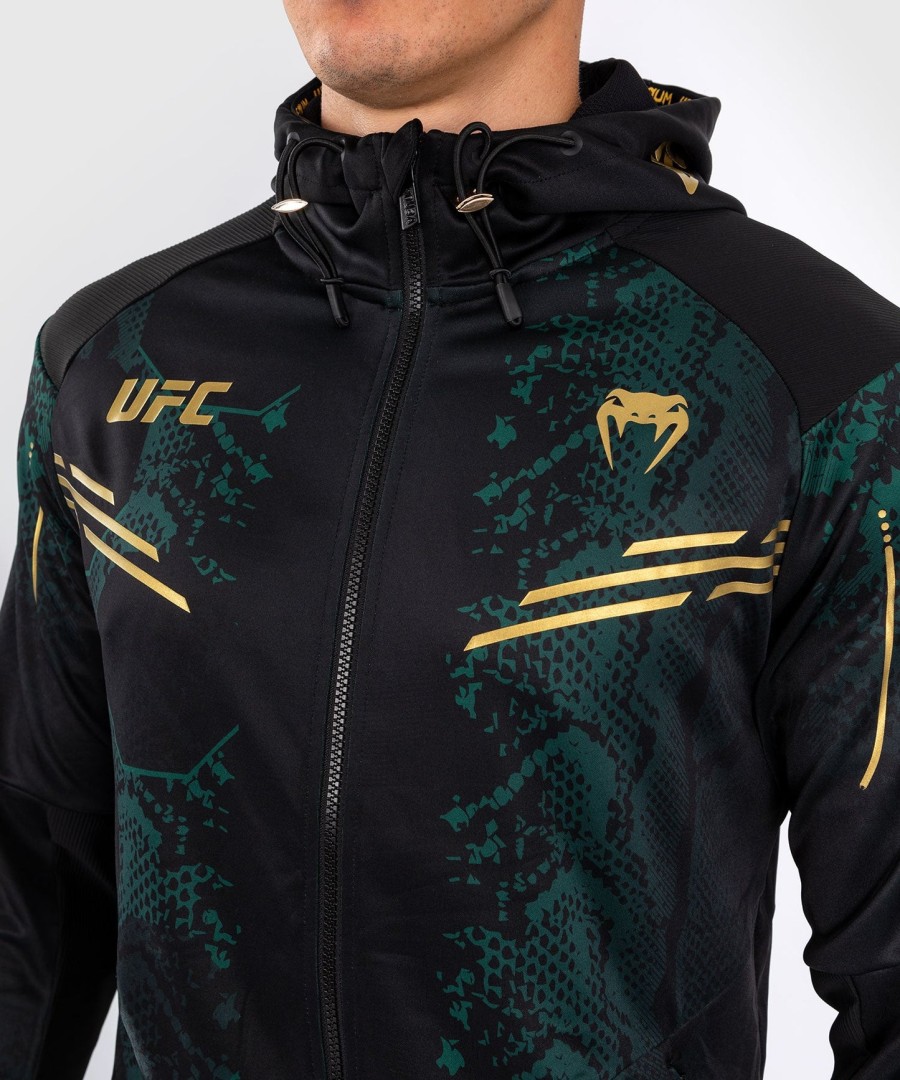 ufc adrenaline by venum authentic fight night メンズ ウォークアウト パーカー - エメラルド エディション - グリーンブラックゴールド