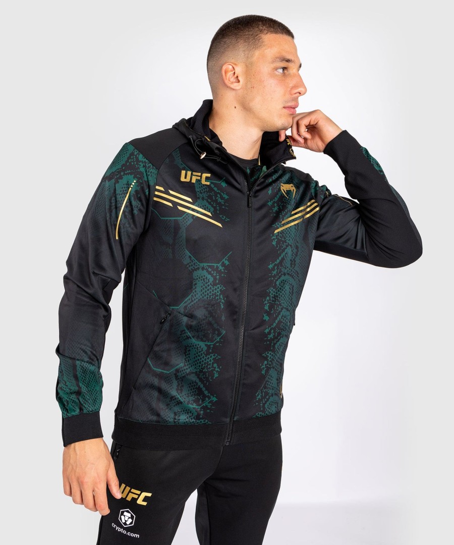 ufc adrenaline by venum authentic fight night メンズ ウォークアウト パーカー - エメラルド エディション - グリーンブラックゴールド