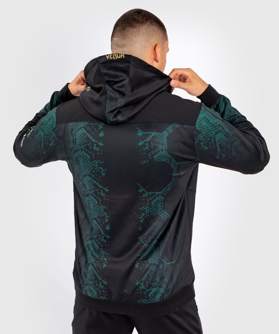 ufc adrenaline by venum authentic fight night メンズ ウォークアウト パーカー - エメラルド エディション - グリーンブラックゴールド